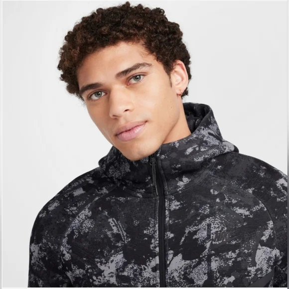 Nike Tech Fleece Camo Windrunner Hoodie Black Anthracite HV5055-060 Size 2XL